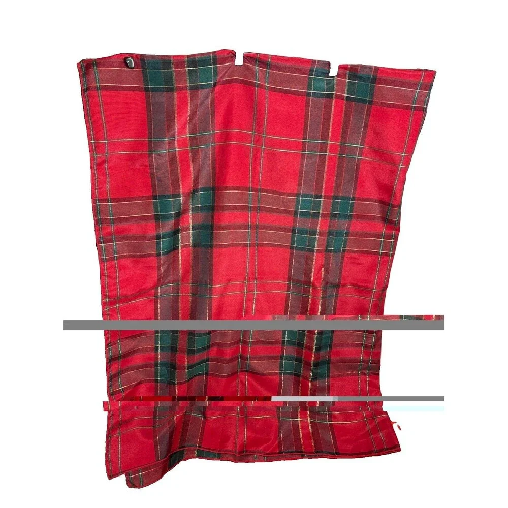 Vintage Christmas Plaid Tablecloth Red Green Gold Metallic 60x80 Taiwan